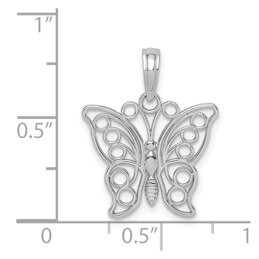 14K White Gold Cut-out Butterfly Large Pendant