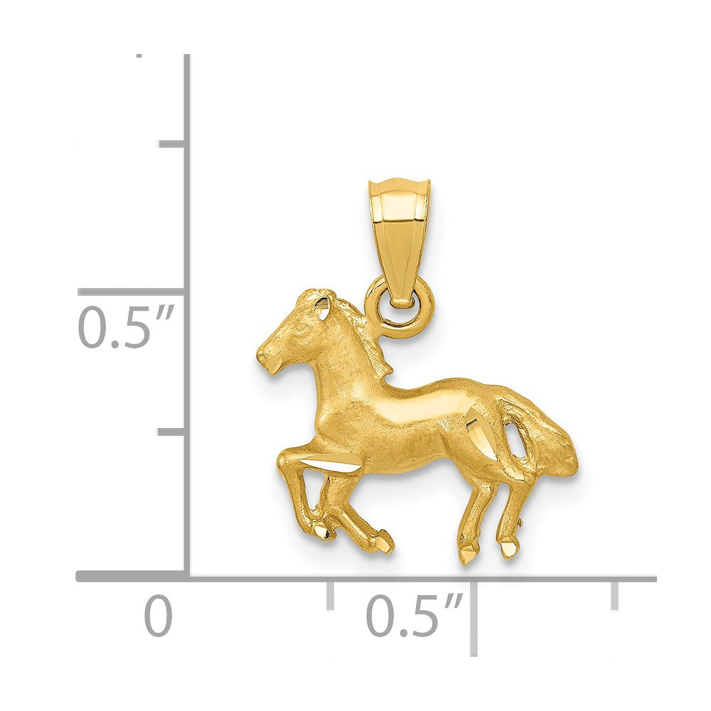 14K Diamond-cut Horse Pendant