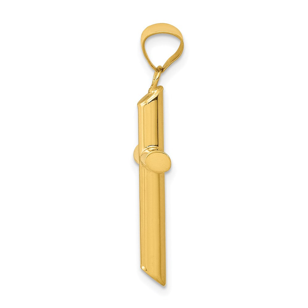 14k 3-D Polished Hollow Cross Pendant