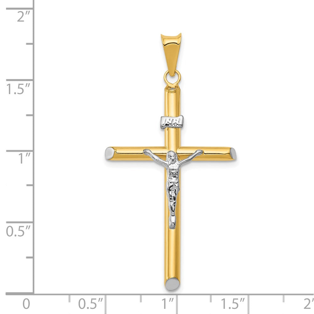 14K Two-Tone w/Rhodium Inri Crucifix Pendant