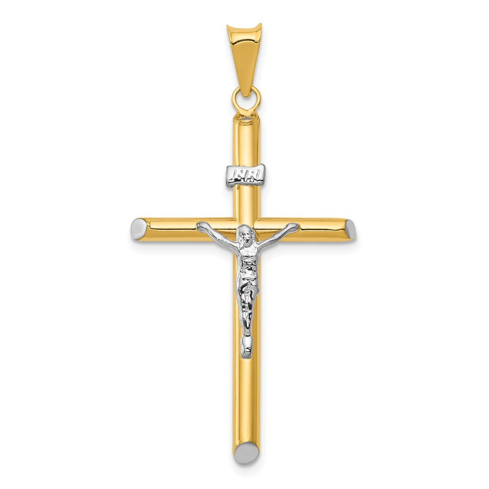 14K Two-Tone w/Rhodium Inri Crucifix Pendant