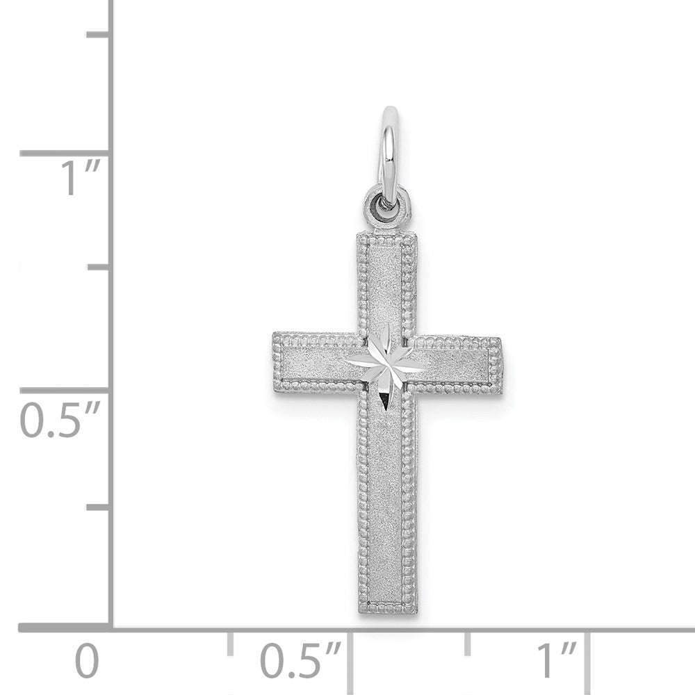 14k White Gold Diamond-cut Cross Pendant