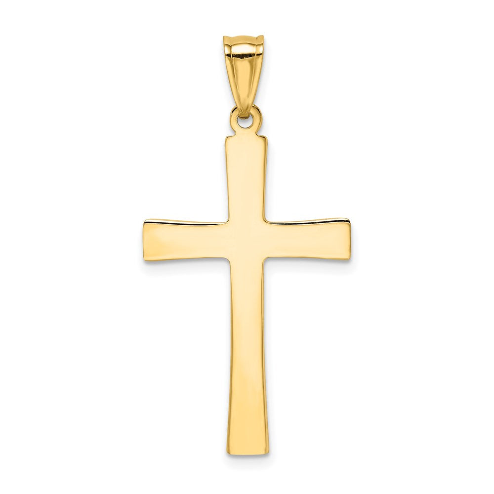 14k w/Rhodium Diamond-cut Cross Pendant