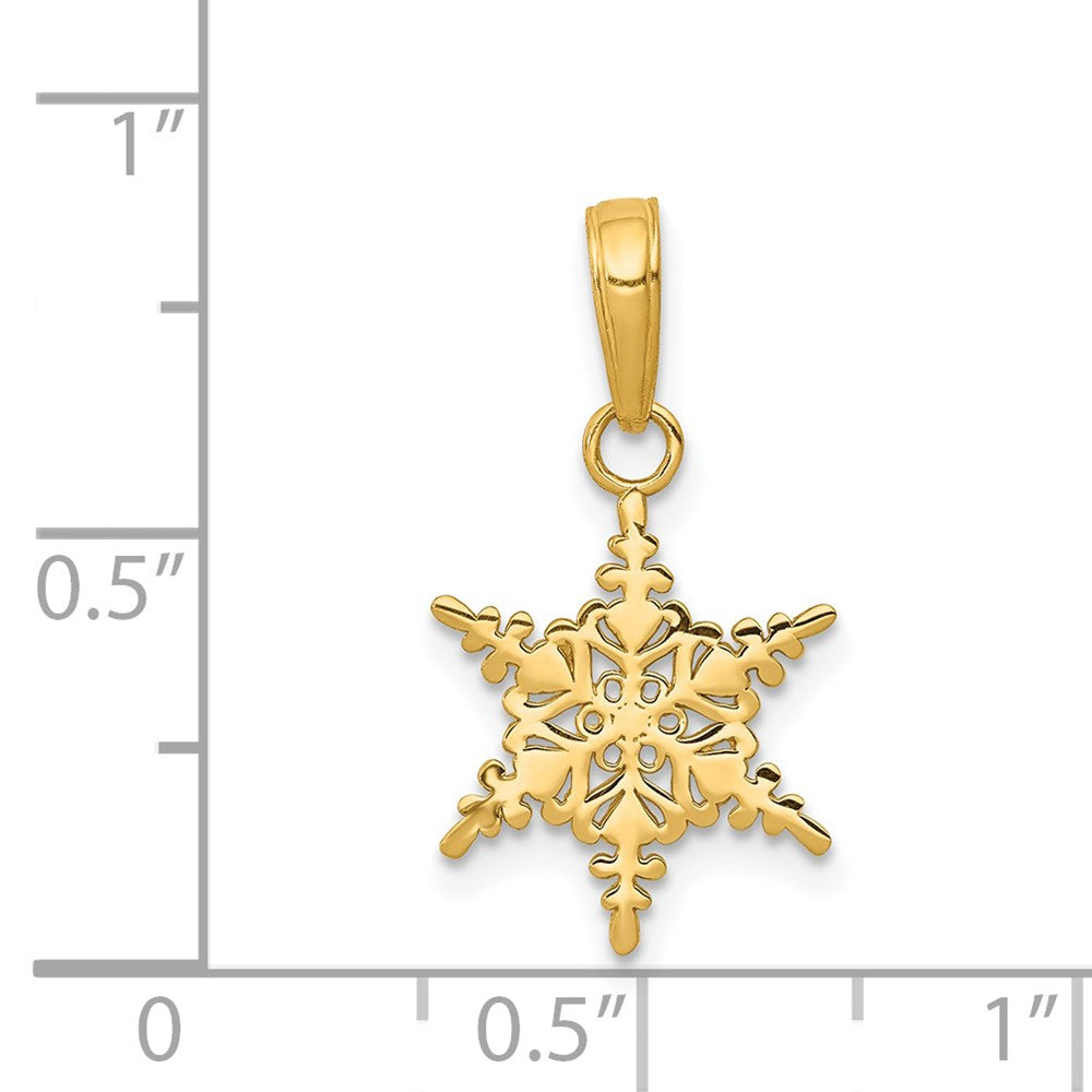 14k Small Snowflake Pendant