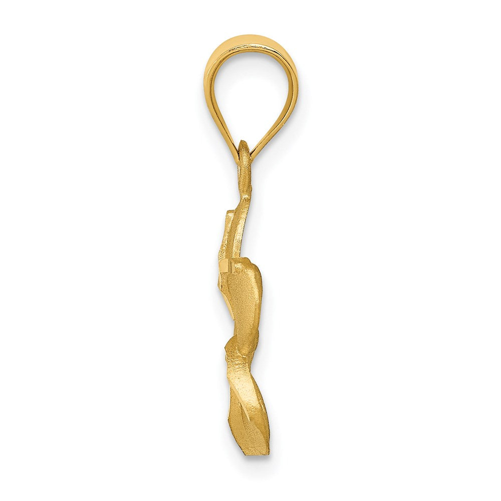 14k Diamond-cut Plumeria Pendant