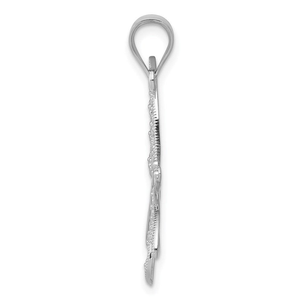 14k White Gold Diamond-cut Dragonfly Pendant