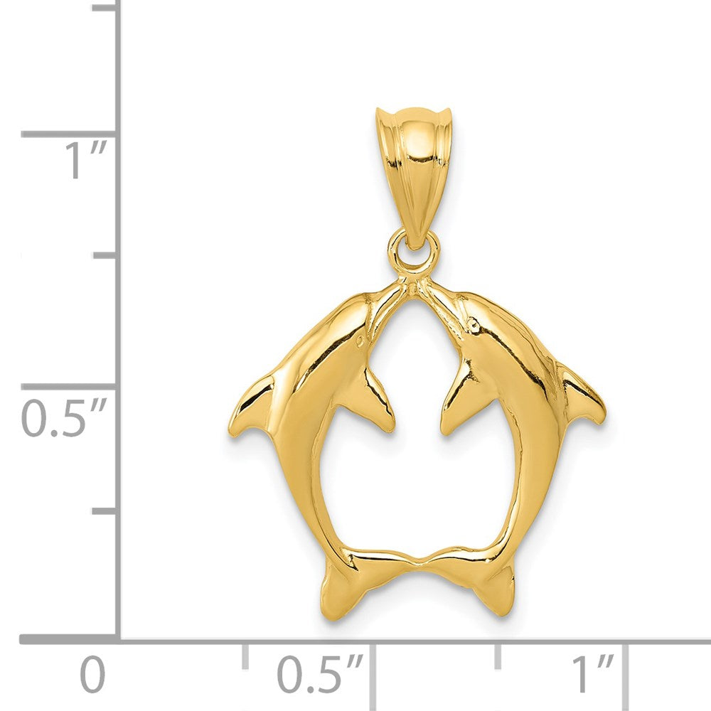 14k Two Dolphins Pendant