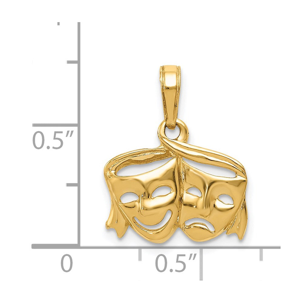 14k Polished Open-Backed Comedy/Tragedy Pendant