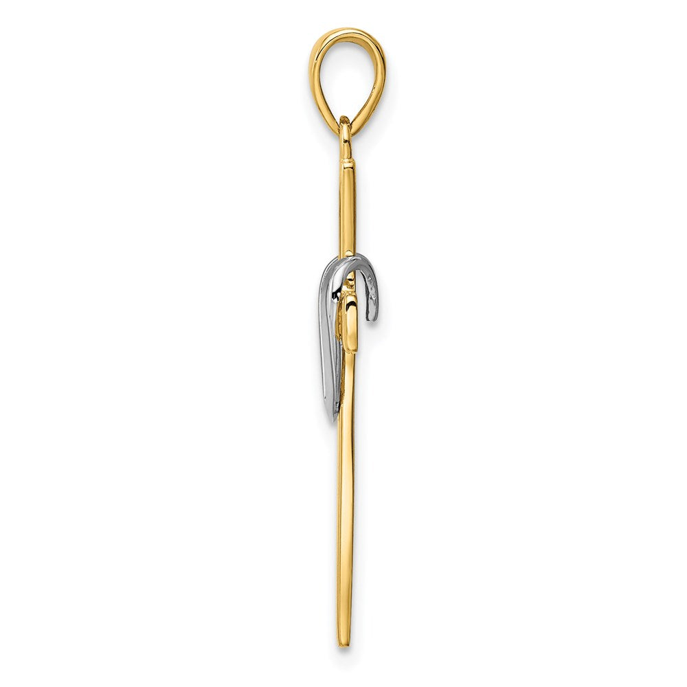 14k w/Rhodium Polished Heart Cross Pendant