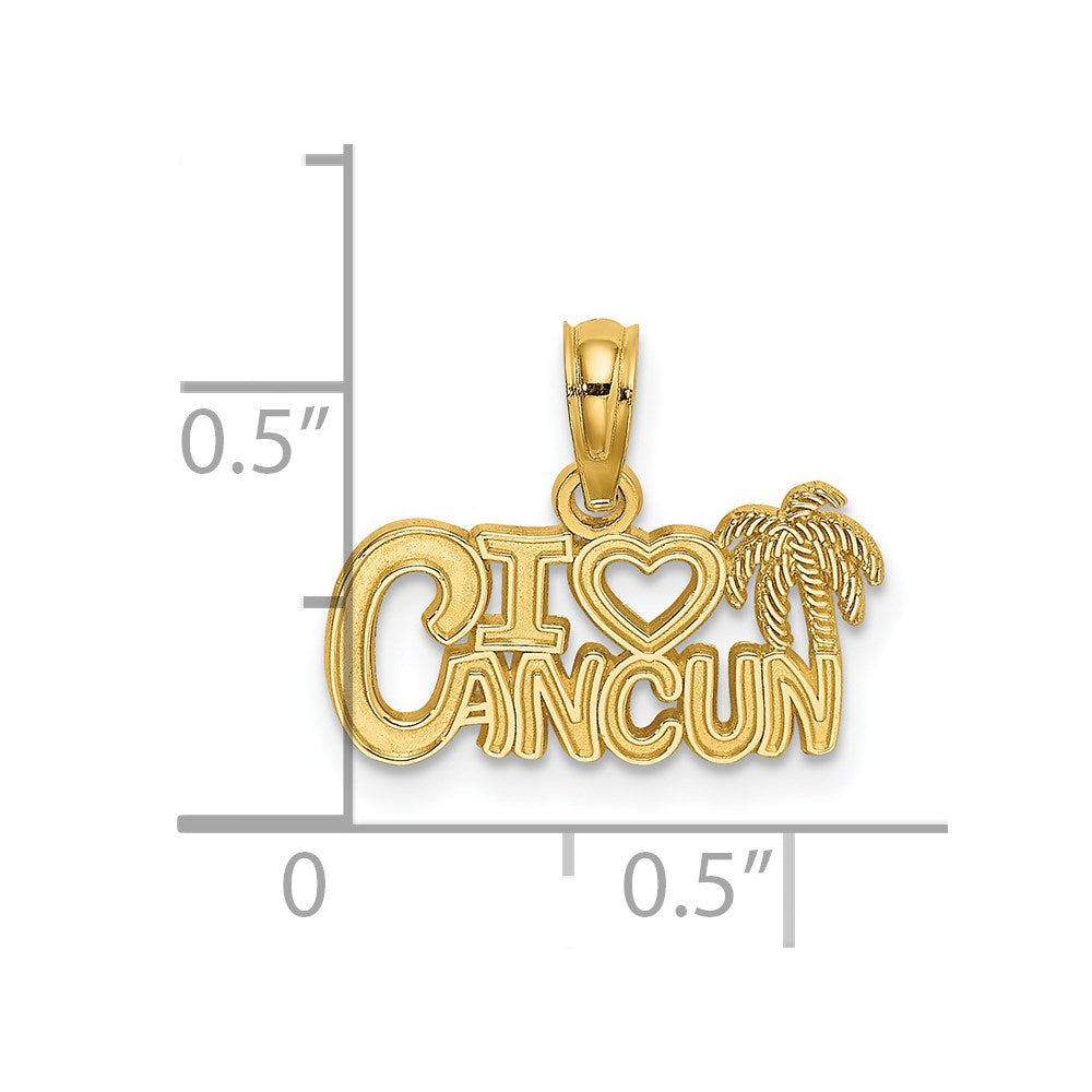 14k I HEART CANCUN Cut-out Charm