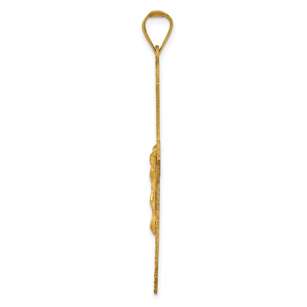 14k and Rhodium Crucifix Cross Pendant