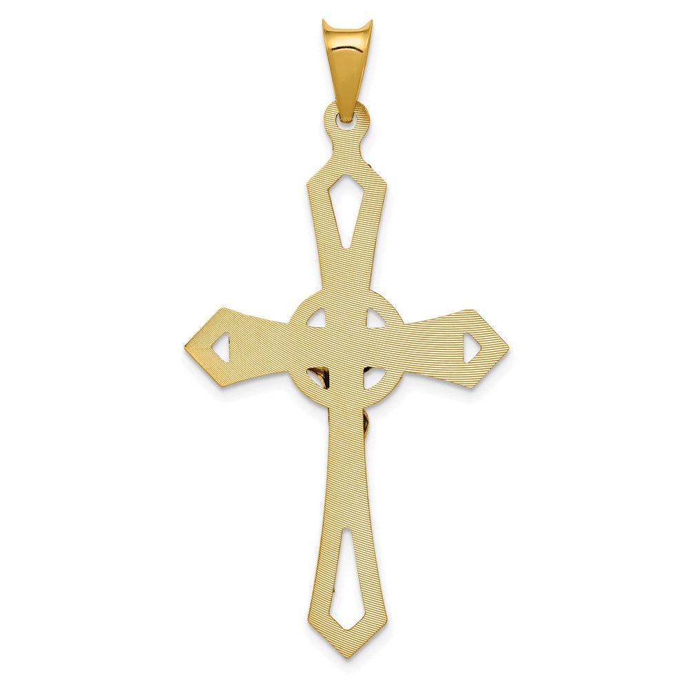 14k and Rhodium Crucifix Cross Pendant