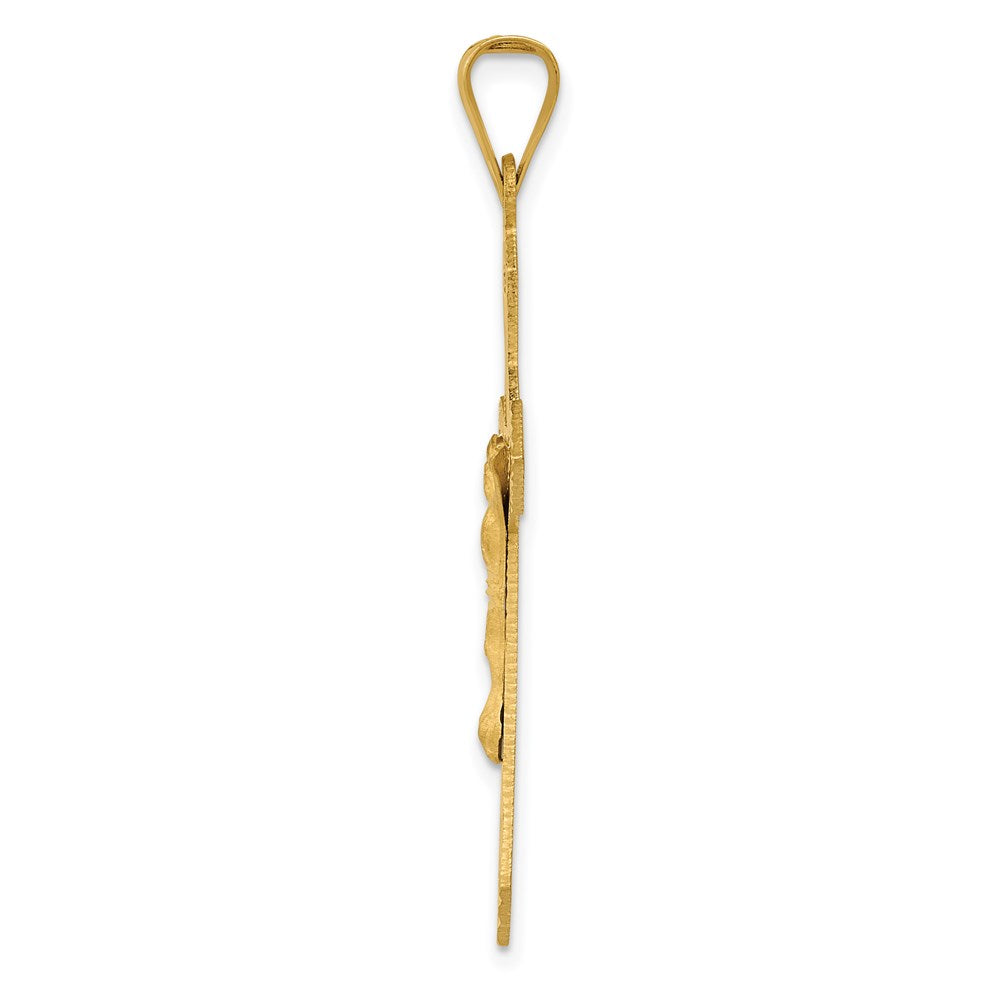 14k Polished Satin and D/C Crucifix Pendant
