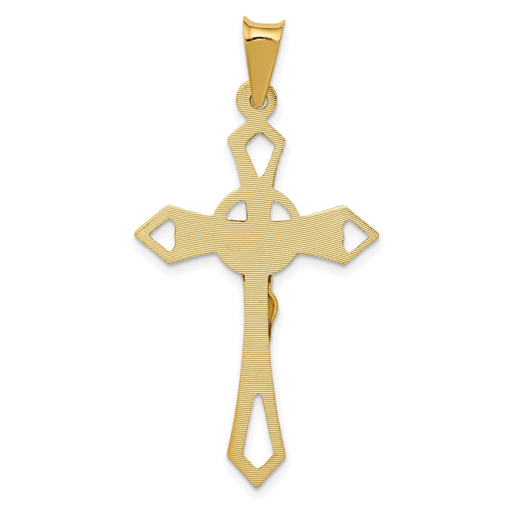 14k Polished Satin and D/C Crucifix Pendant