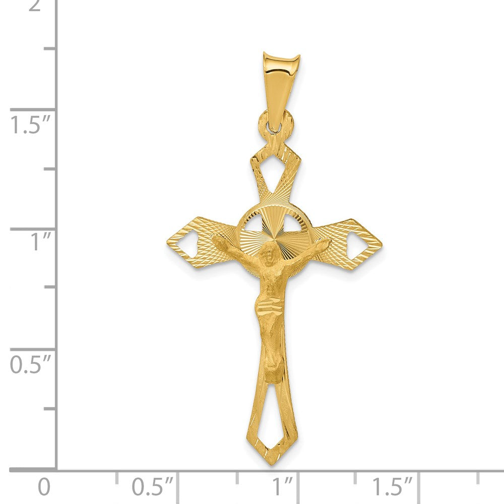 14k Polished Satin and D/C Crucifix Pendant