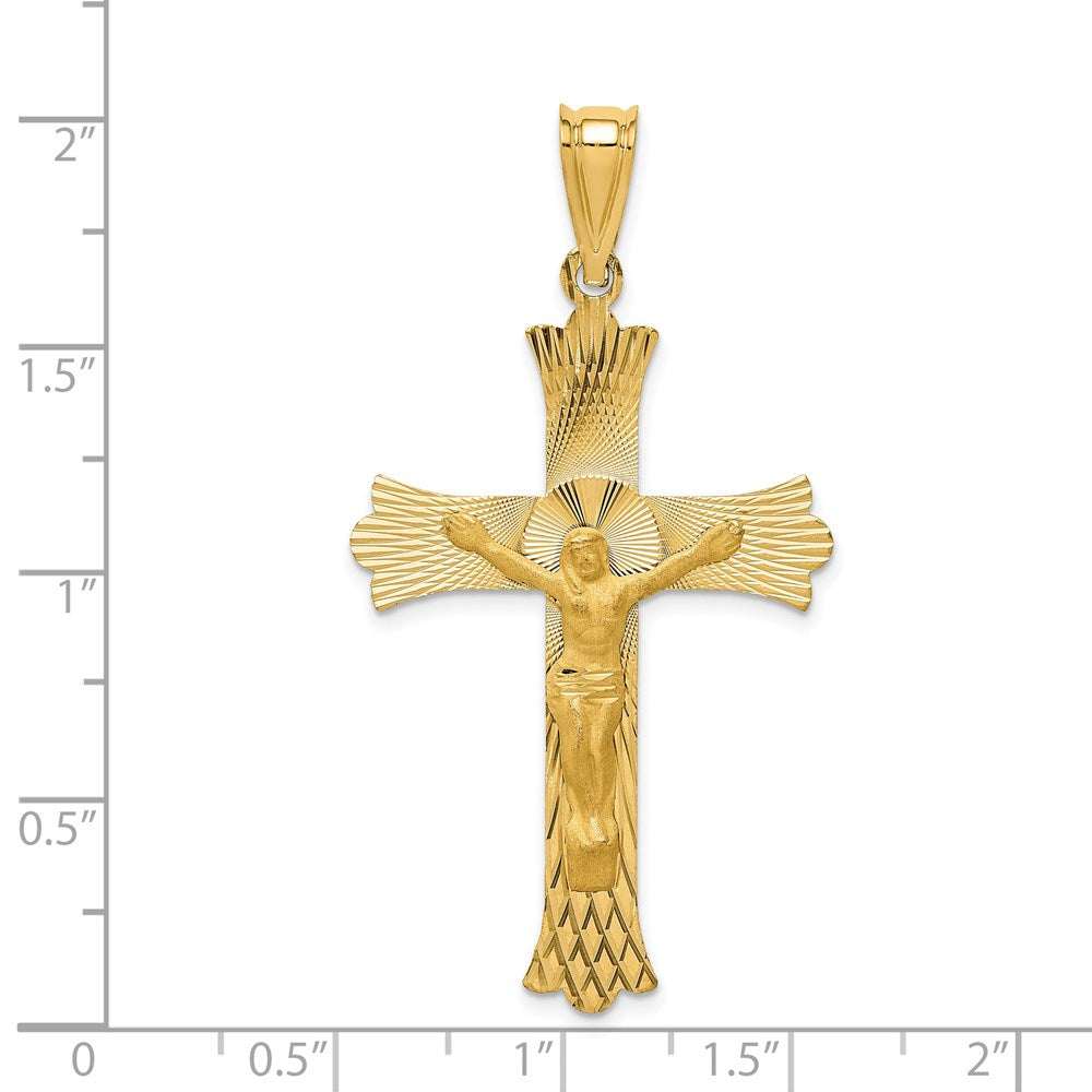 14k Polished Satin and D/C Crucifix Pendant