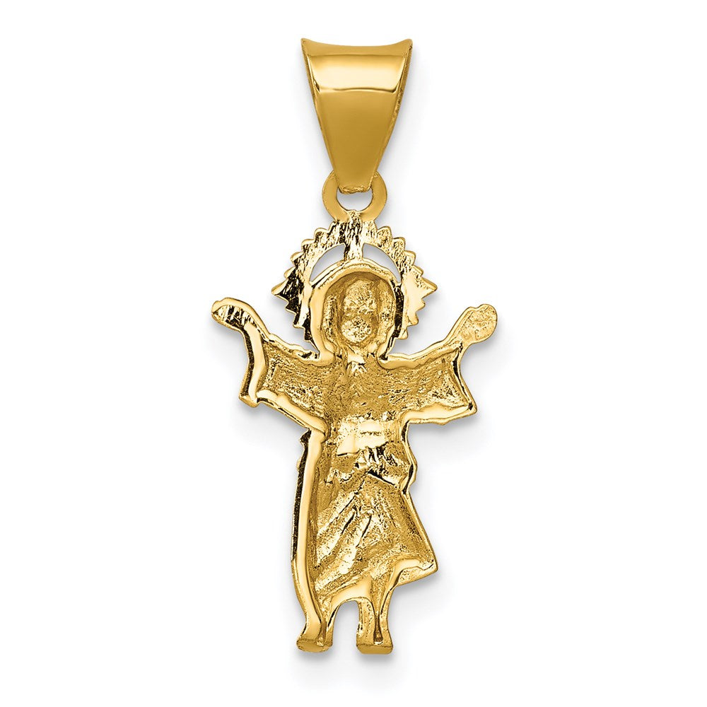 14k with Rhodium D/C Polished Baby Jesus Pendant