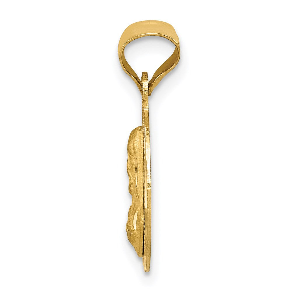 14K w/Rose and White Rhodium D/C Sagrado Corazon Pendant
