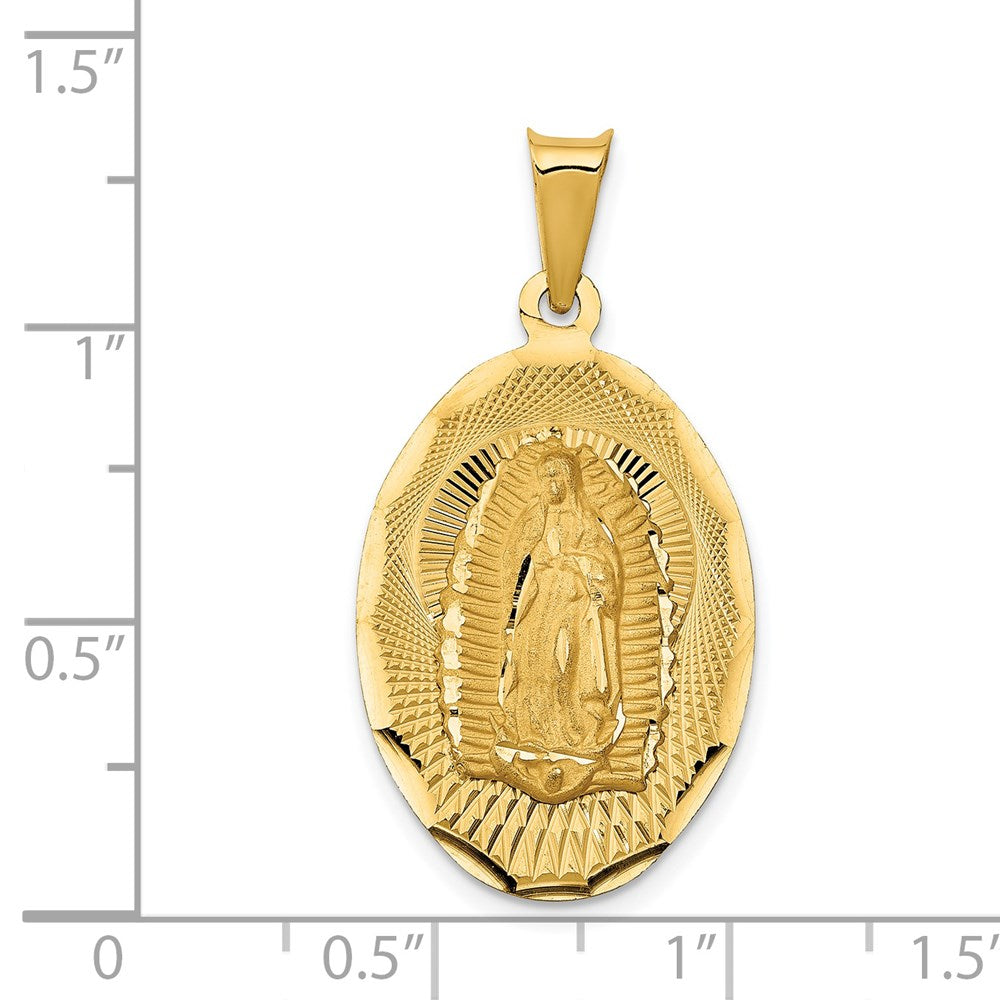 14K Polished D/C Lady Of Guadalupe Oval Pendant