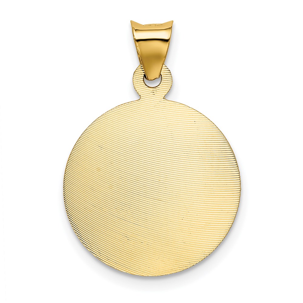 14K w/Rhodium Polished D/C Lady Of Guadalupe Circle Pendant