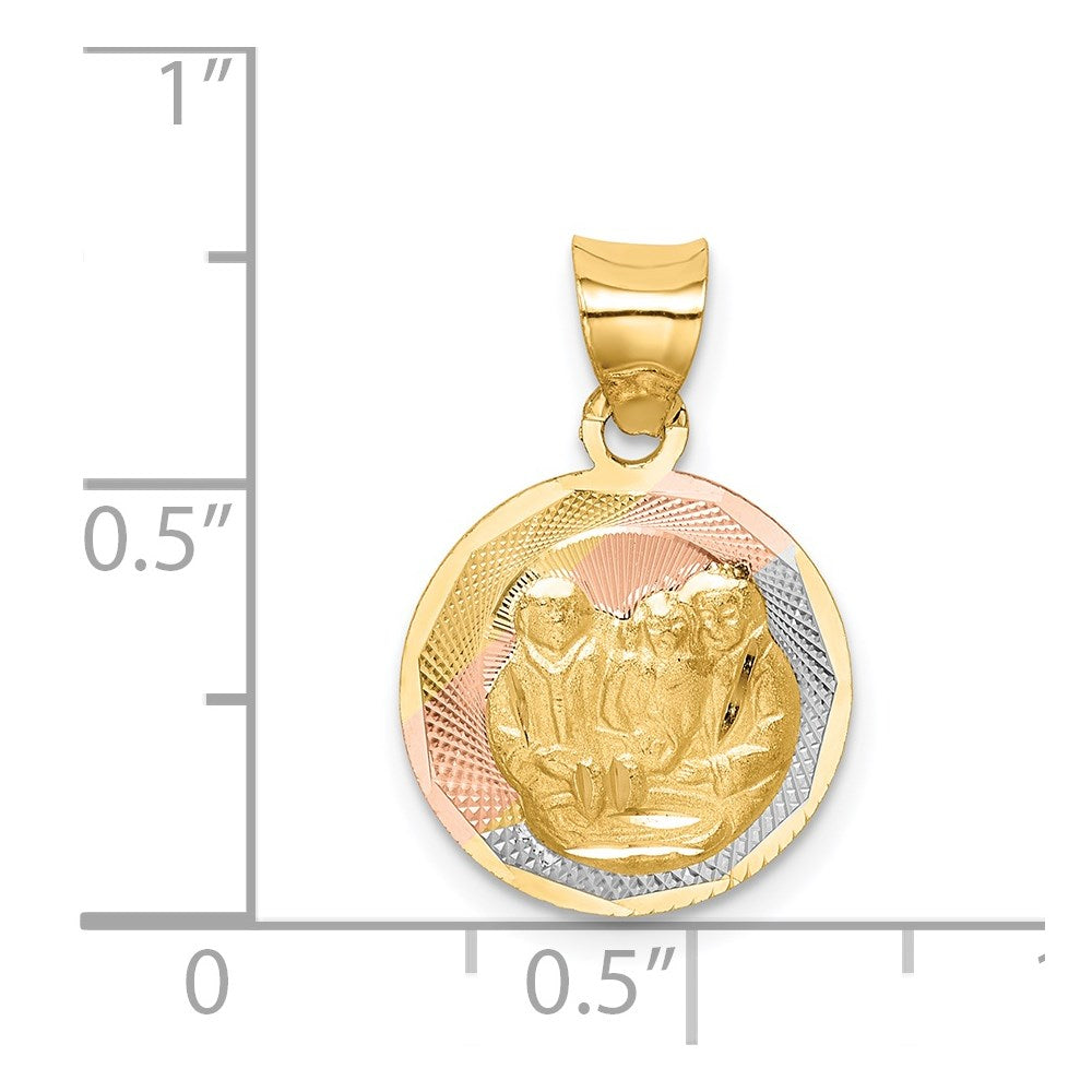 14K w/Rose and White Rhodium D/C Baptism Pendant