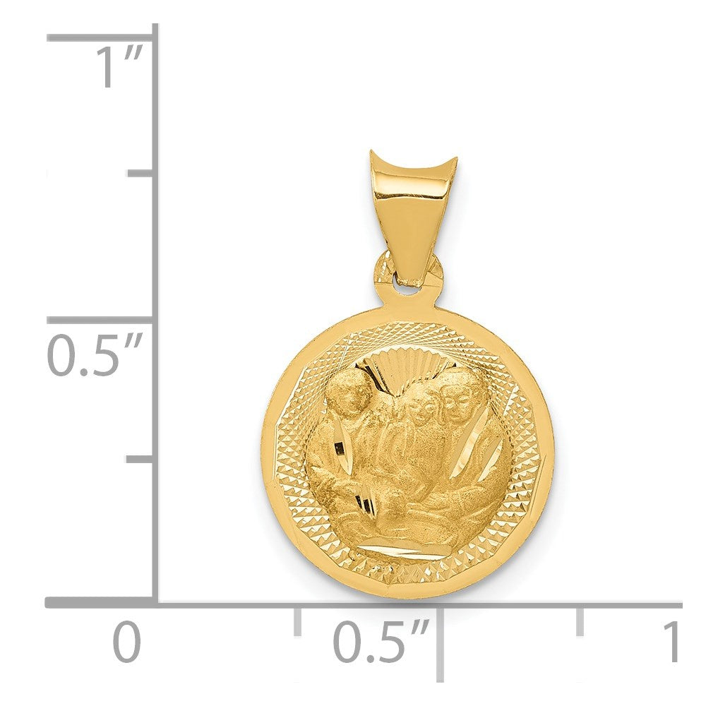 14k Polished and D/C Baptism Circle Pendant