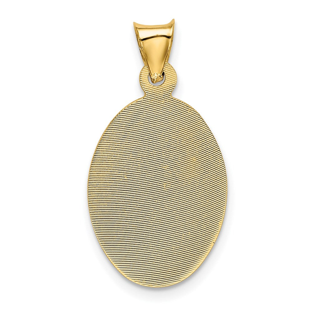 14K w/Rose and White Rhodium D/C Baptism Oval Pendant
