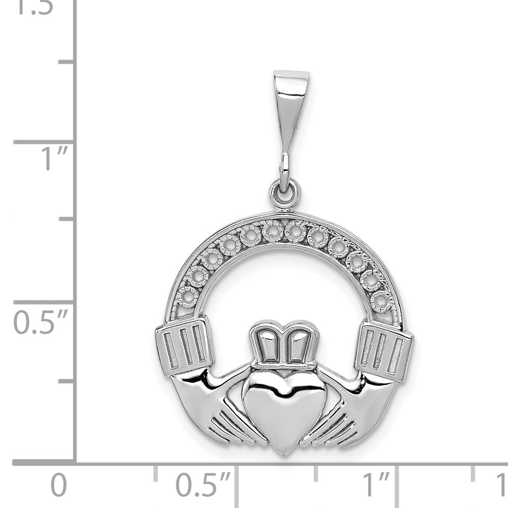 14k White Gold Claddagh Pendant