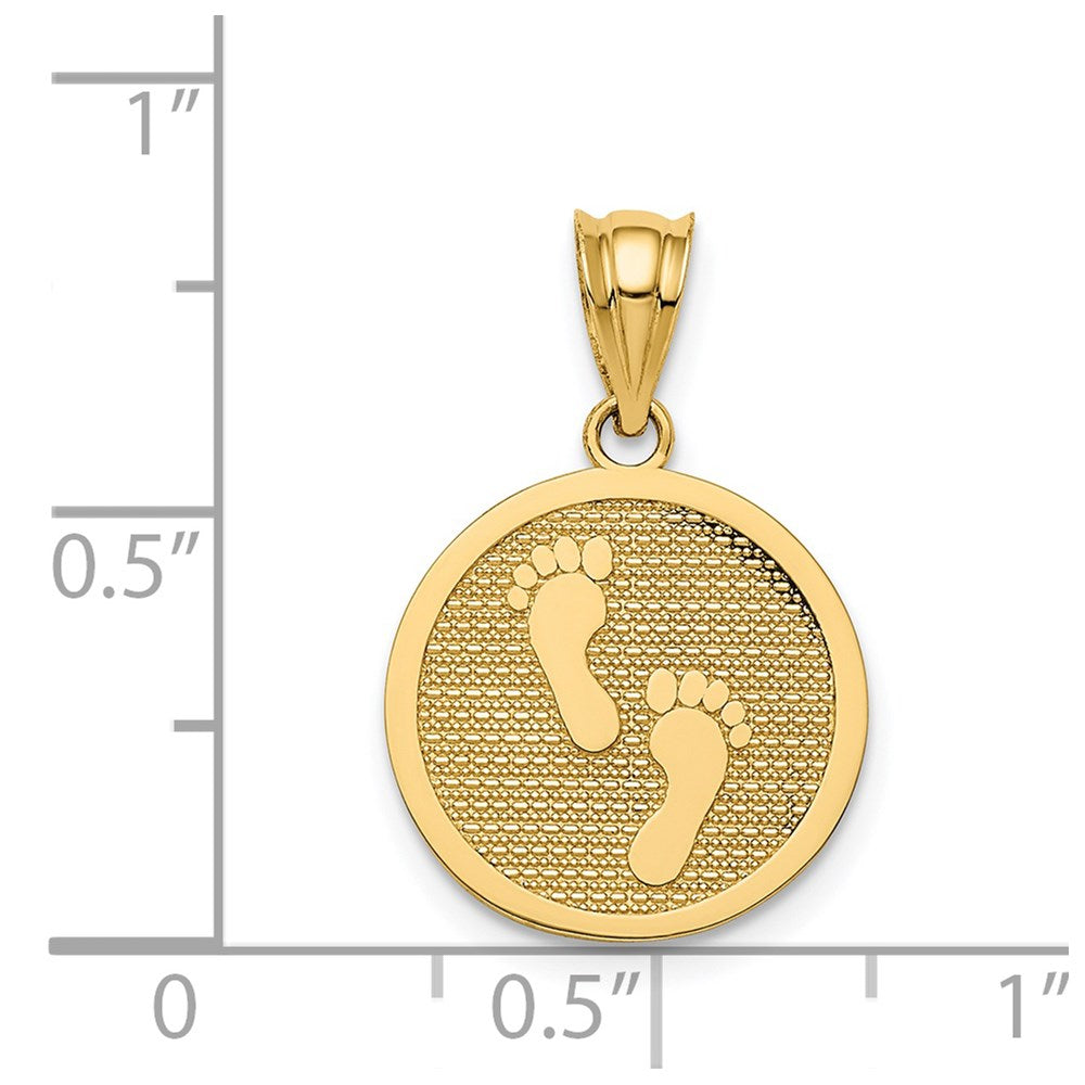 14k Polished Reversible Have Faith/Footprints Pendant