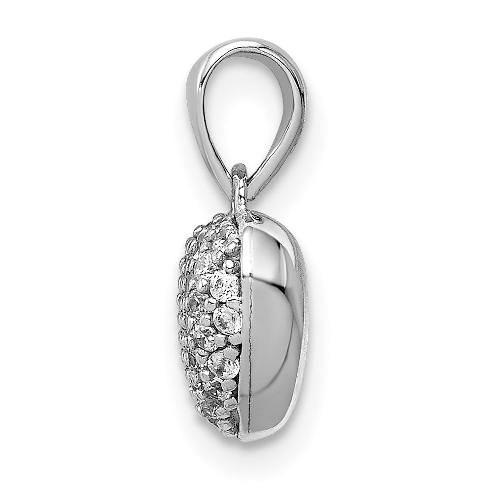 14k White Gold Pav? CZ/3D/ Polished Heart Pendant