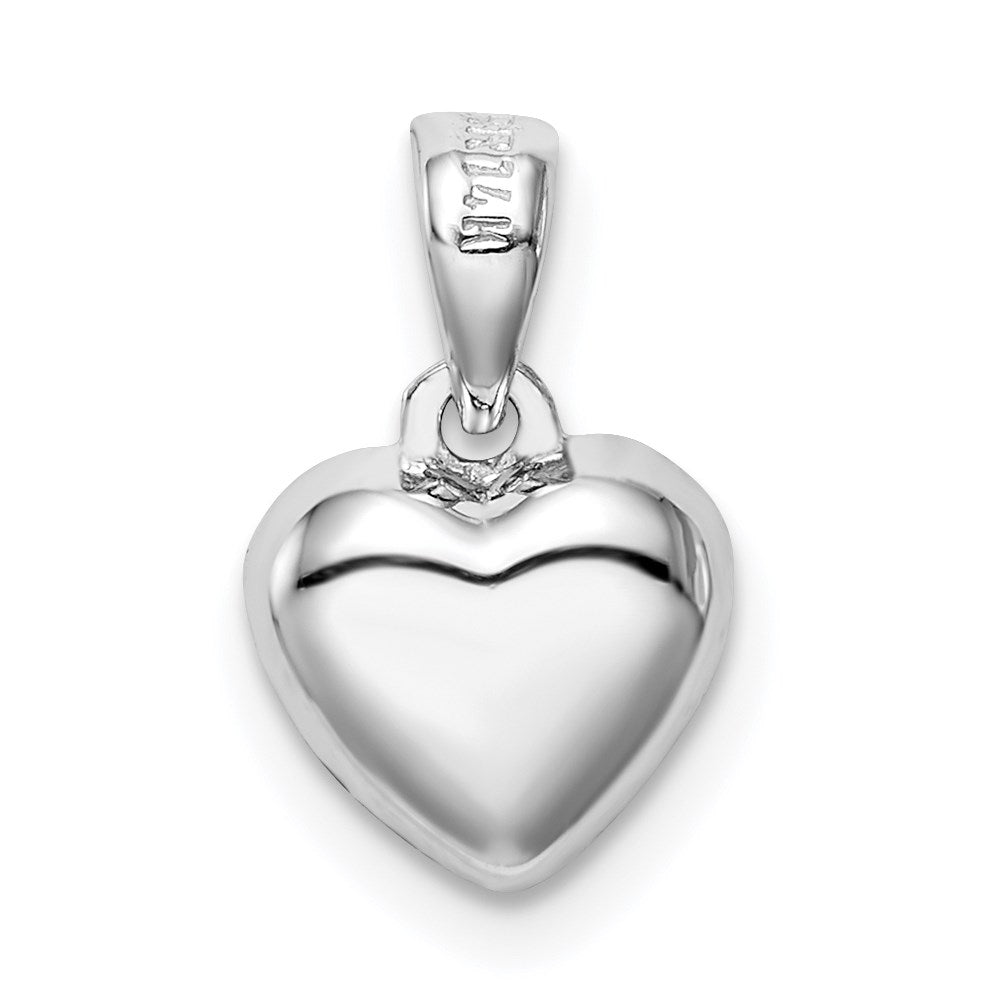 14k White Gold Pav? CZ/3D/ Polished Heart Pendant
