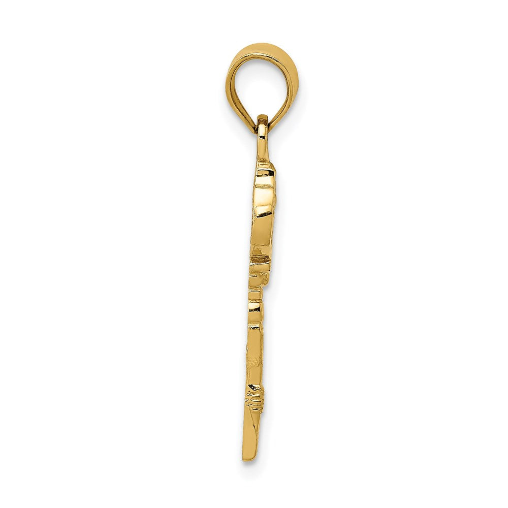 14K Polished Filigree Key Charm