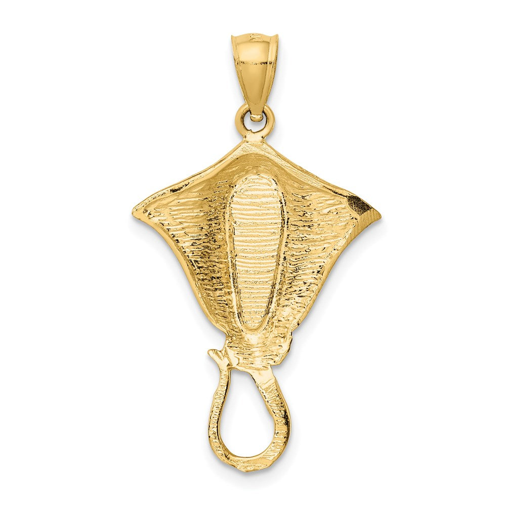 14k Polished Created Blue Opal Stingray Pendant