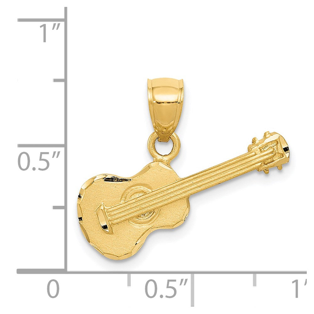 14k Satin Diamond-cut Acoustic Guitar Pendant