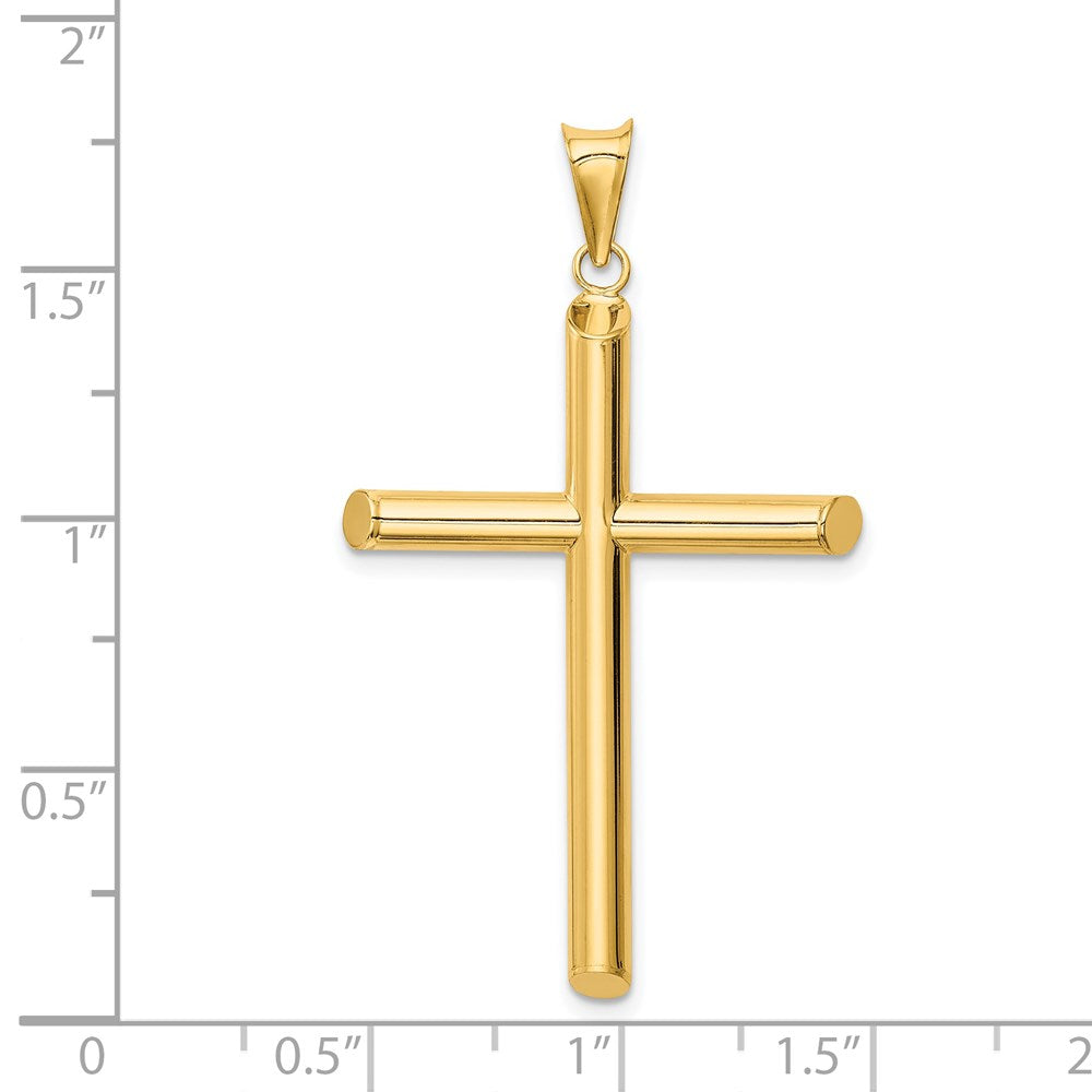 14k Polished Tube Cross Pendant