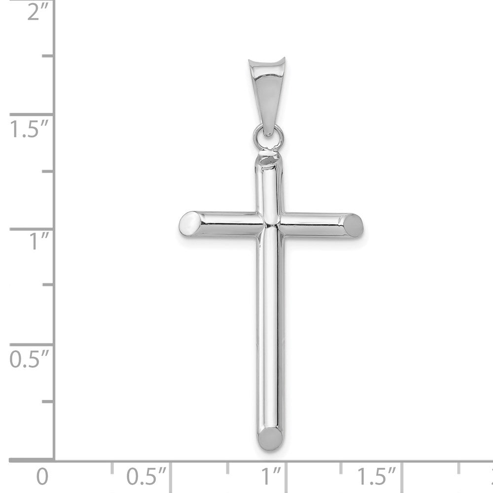 14k White Gold Polished Tube Cross Pendant
