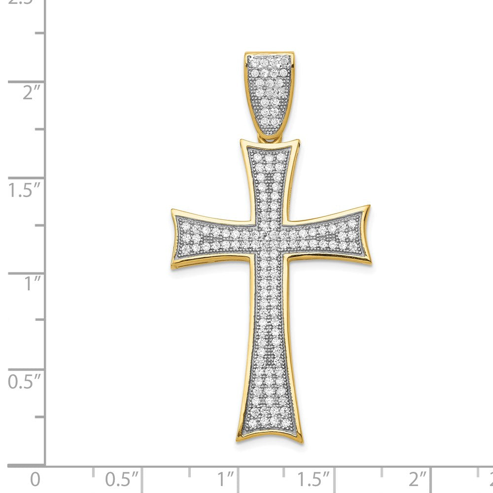 14k w/Rhodium Micro Pav? CZ Large Cross Pendant