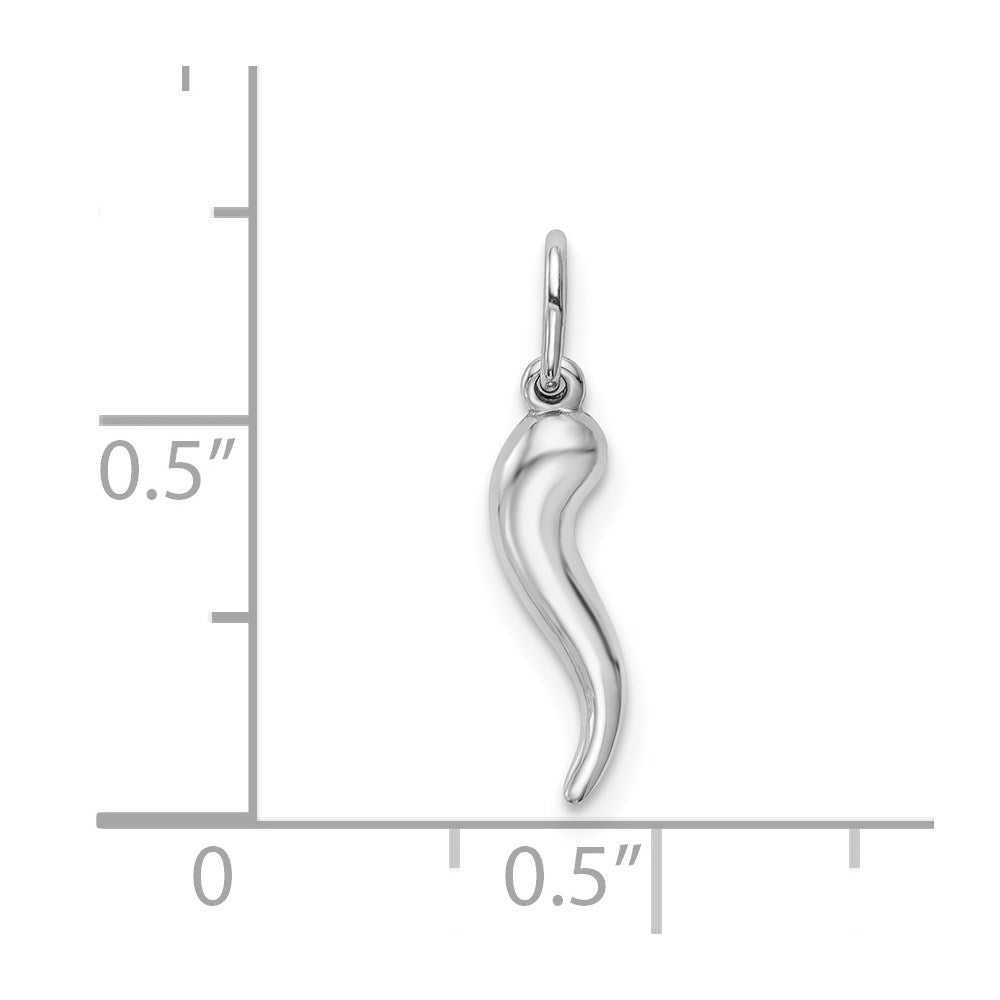 14k White Gold Hollow Italian Horn Pendant