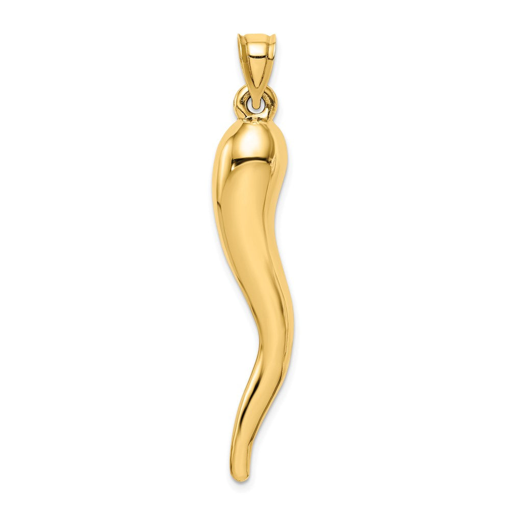 14k Hollow 3D Italian Horn Pendant