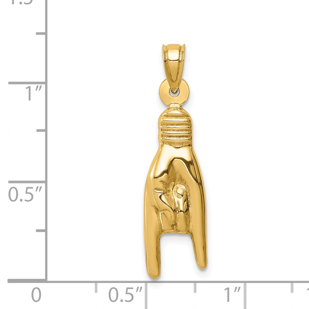 14K 3D Hollow Rock On Sign Charm
