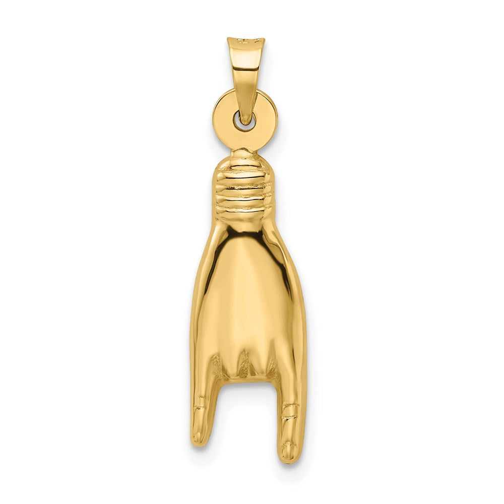 14K 3D Hollow Rock On Sign Charm