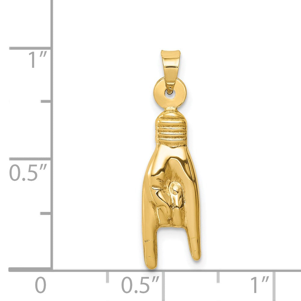 14K 3D Hollow Rock On Sign Charm