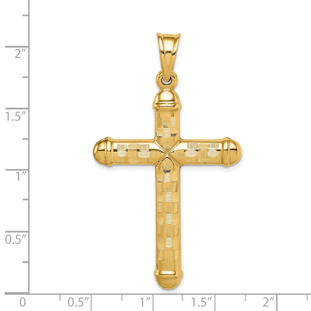 14k Hollow Diamond-cut Cross Pendant