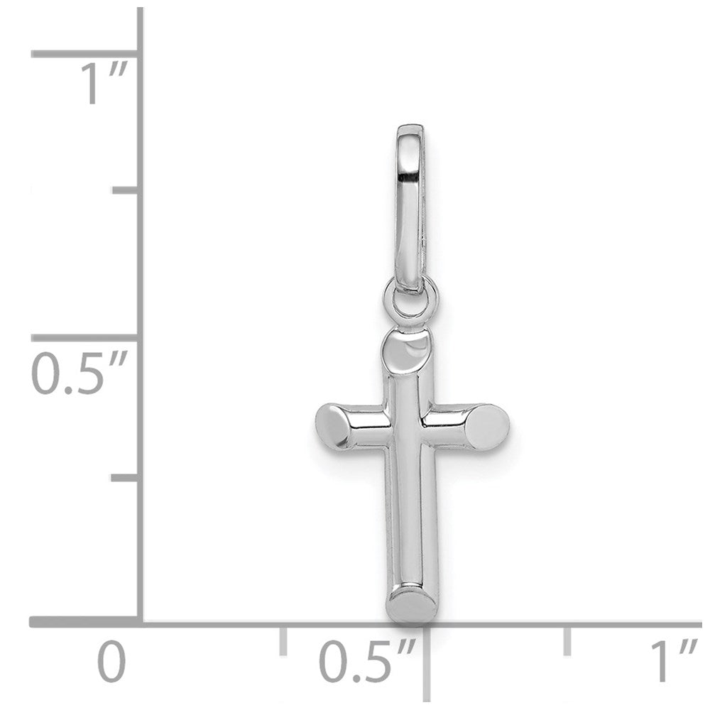 14K White Gold Hollow Cross Pendant