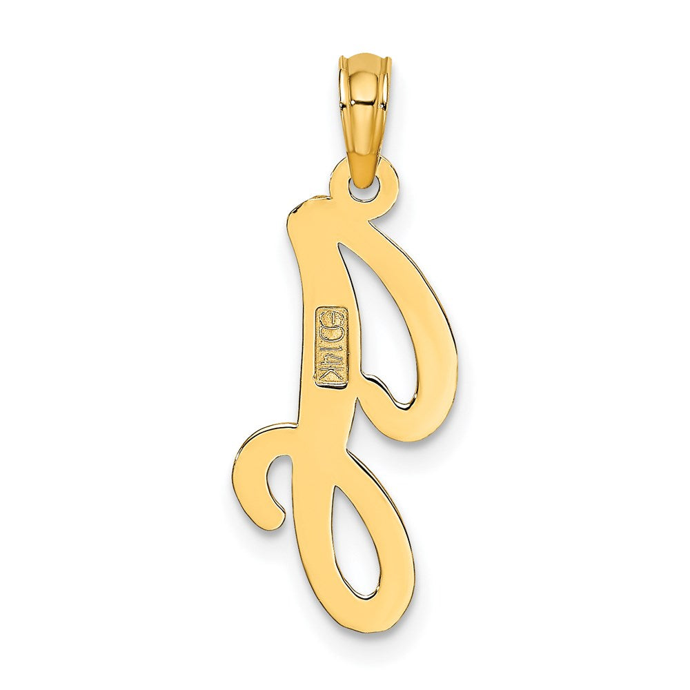 14KY Script Letter J Initial Pendant
