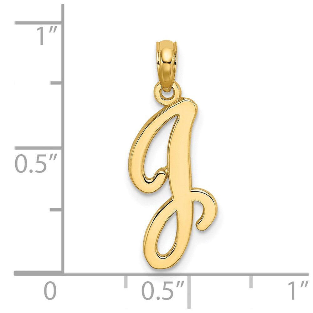 14KY Script Letter J Initial Pendant