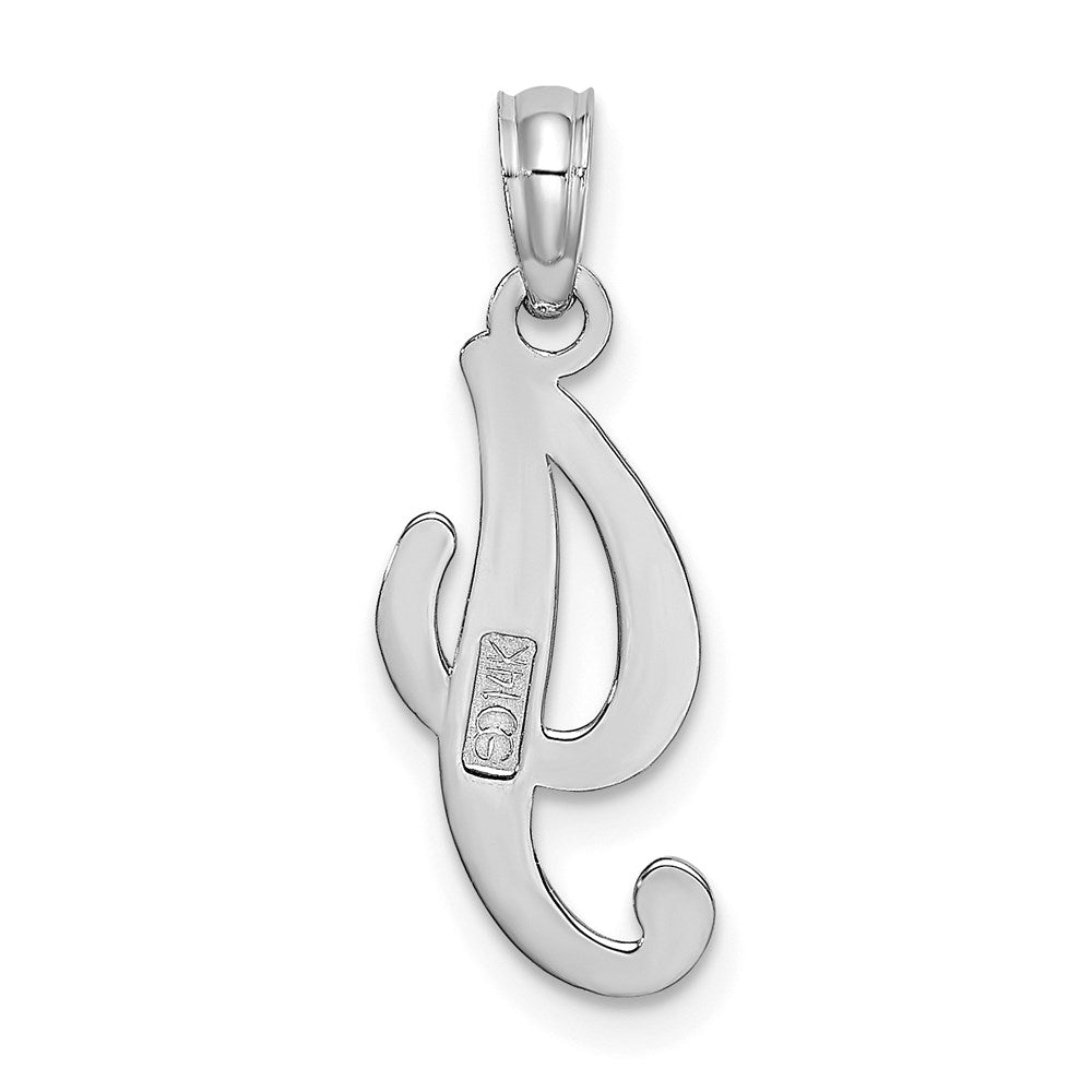 14KW White Gold Script Letter I Initial Pendant