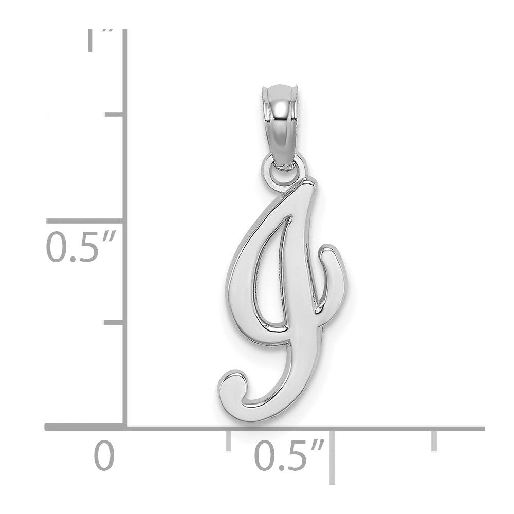 14KW White Gold Script Letter I Initial Pendant