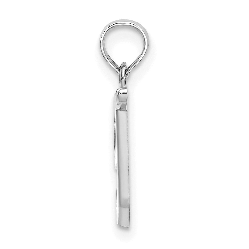 14KW White Gold Script Letter T Initial Pendant