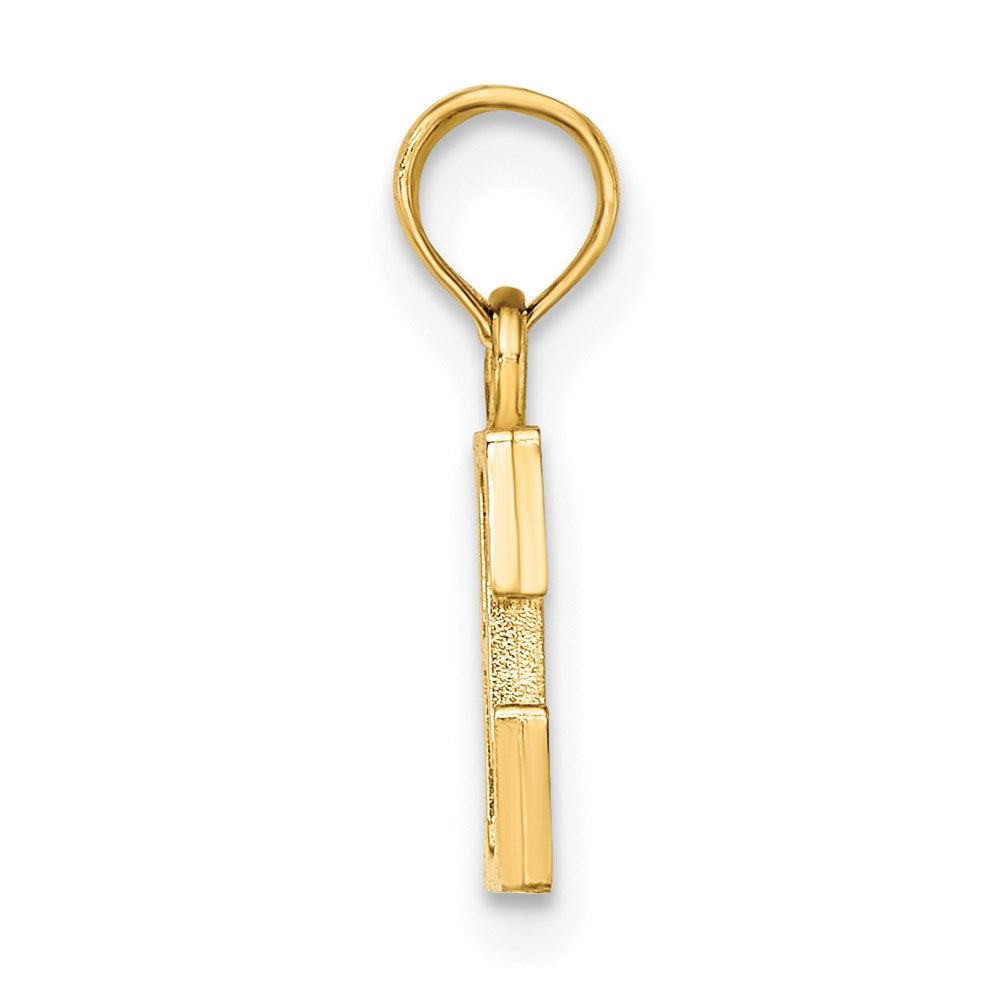 14K Polished Block Letter E Initial Pendant